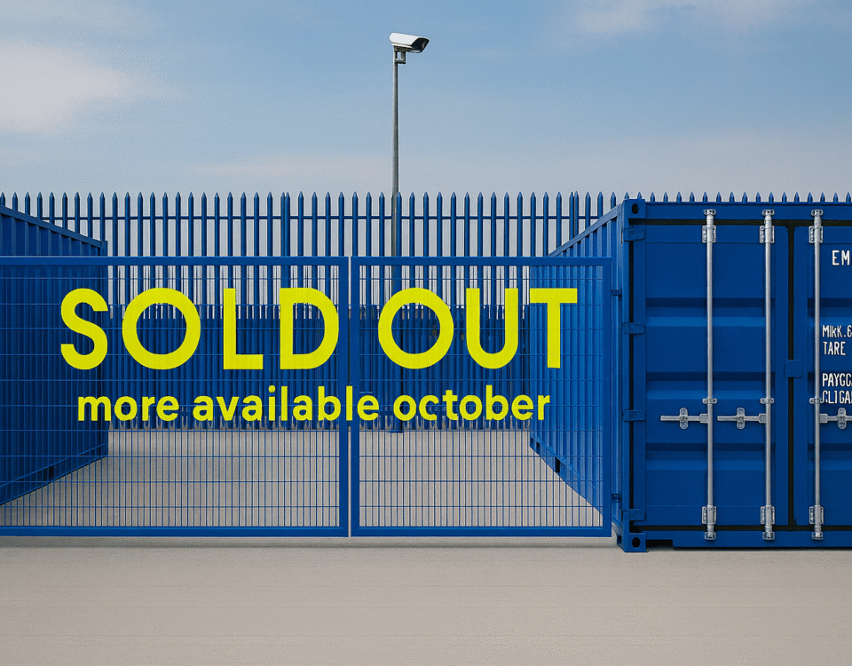 Secure Micro Yards storage units in Linlithgow with SOLD OUT banner, highlighting strong demand for yard space in West Lothian.